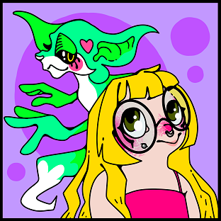 Porträtt på moderatorn Atlantika med sin räv Pärlan