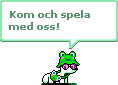 En räv som säger "Kom och spela med oss!"